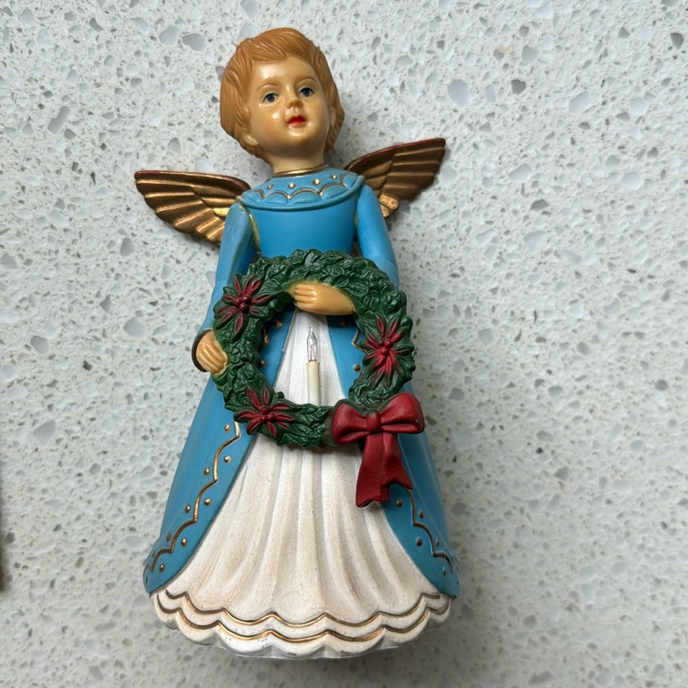 Vintage Plastic Angel Christmas Figurine Tree Topper Retro Holiday Decor